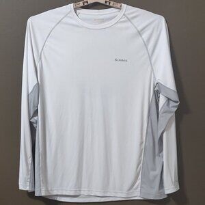 Simms SolarFlex Crew Neck Fishing Shirt White UPF SIZE XL